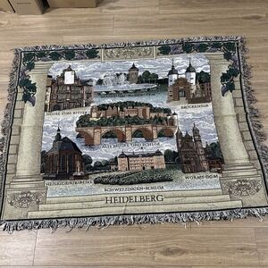 Vintage New Riddell & Cockrell Heidelberg 50x65 100% Cotton Tapestry Blanket